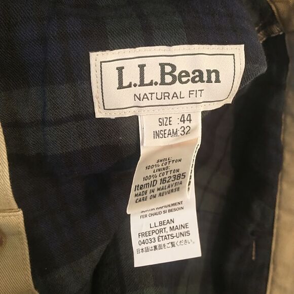 L.L. Bean Fleece Lined Pants Men's 44x32 Beige Straight Leg Natural. - Picture 5 of 9